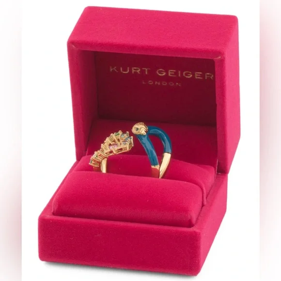 KURT GEIGER LONDON Rainbow Stones Enamel Cocktail Ring Size 7 - Picture 3 of 3